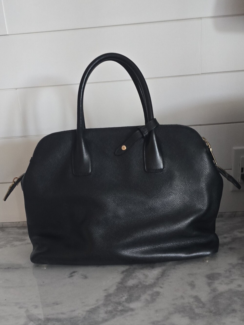 Prada Milano Black Saffiano Leather Dome Satchel with Dust Bag - Picture 5 of 15